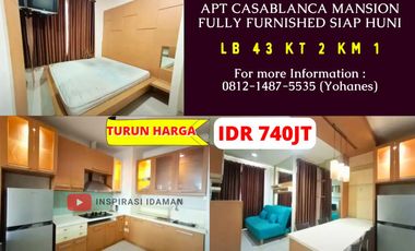 Casablanca Mansion 43mtr 2BR lantai 11 Fully Furnished Siap Huni