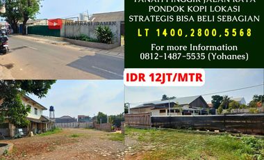 Tanah pinggir jalan raya Pondok kopi Lokasi Strategis Bisa beli sebagian