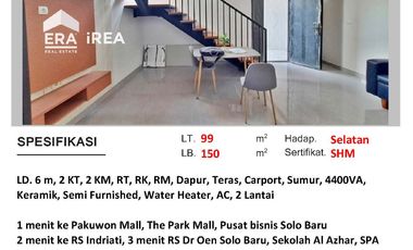 RUMAH BARU DIJUAL ATAU DISEWAKAN DI SOLO BARU DEKAT DENGAN PAKUWON MALL DAN THE PARK SOLO BARU