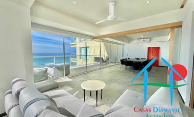 Departamento de playa en renta vacacional con terraza y vista al mar