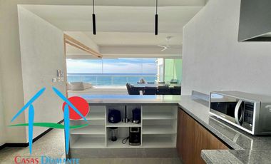 Departamento de playa en renta vacacional con terraza y vista al mar