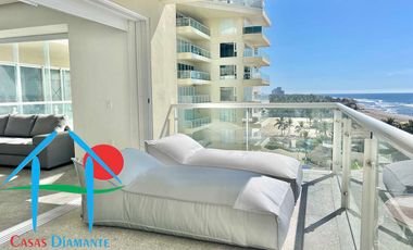 Departamento de playa en renta vacacional con terraza y vista al mar