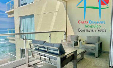 Departamento de playa en renta vacacional con terraza y vista al mar