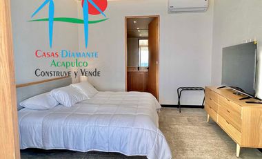 Departamento de playa en renta vacacional con terraza y vista al mar