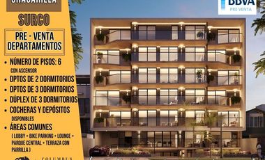 Surco CHACARILLA – PRE VENTA Departamentos Flats y Dúplex de 2 y 3 Dorm + Cocheras y Depósitos disponibles