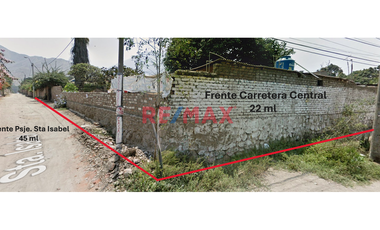 Terreno En Venta Ubicado En Una Esquina Con Dos Frentes En La Urb. Sta María De Chosica.