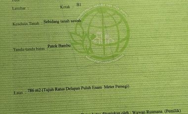 Dijual Tanah SHM Luas 686 m2 di Desa Ciwalen, Lokasi Dekat Gudang Alfamart