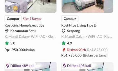 Jual Rukost UNPAM 2 Serpong - 4 KT & 4 KM, Free Biaya Management Kost (Autopilot)