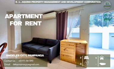 3 BATHROOMS, 3 BEDROOMS FULLY FURNISHED APARTMENT FOR RENT LOCATED IN A SECURED SUBDIVISION AT ANGELES CITY PAMPANGA