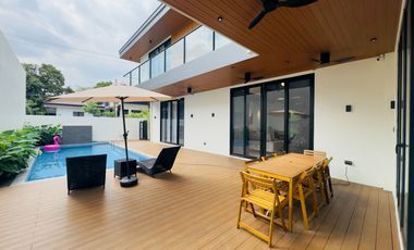 Modern Tropical Asian Design Fully Furnished 2Storey Corner House and Lot with Pool for Sale in Pasong Tamo, Quezon City