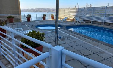Valparaíso | Acogedor depto amoblado con vista a la bahía en Edificio Borde Bahía, Playa Ancha, ideal para estudiante o pareja