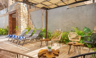 Departamento 80m Alberca Privada PLANTA BAJA Loft Tulum listo para habitar a 15 min de la Playa, totalmente amueblado y listo.