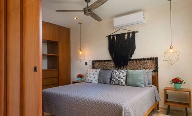 Departamento 80m Alberca Privada PLANTA BAJA Loft Tulum listo para habitar a 15 min de la Playa, totalmente amueblado y listo.