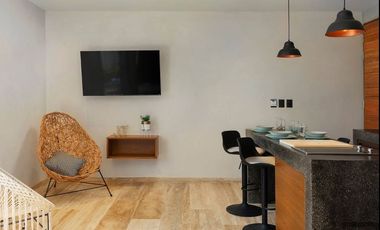 Departamento 80m Alberca Privada PLANTA BAJA Loft Tulum listo para habitar a 15 min de la Playa, totalmente amueblado y listo.