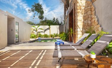 Departamento 80m Alberca Privada PLANTA BAJA Loft Tulum listo para habitar a 15 min de la Playa, totalmente amueblado y listo.