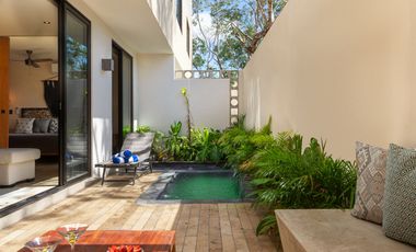 Departamento 80m Alberca Privada PLANTA BAJA Loft Tulum listo para habitar a 15 min de la Playa, totalmente amueblado y listo.