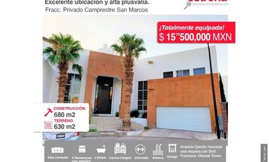 RESIDENCIA EN VENTA EN FRACCIONAMIENTO PRIVADO CAMPESTRE SAN MARCOS CIUDAD JUAREZ