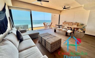 Departamento de playa en renta vacacional, con 4 recámaras y doble terraza, con vista al mar