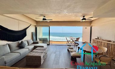 Departamento de playa en renta vacacional, con 4 recámaras y doble terraza, con vista al mar