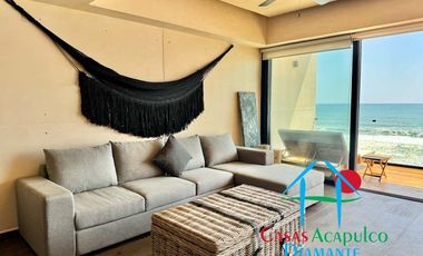 Departamento de playa en renta vacacional, con 4 recámaras y doble terraza, con vista al mar