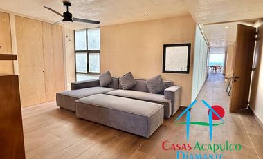 Departamento de playa en renta vacacional, con 4 recámaras y doble terraza, con vista al mar