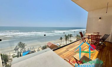 Departamento de playa en renta vacacional, con 4 recámaras y doble terraza, con vista al mar