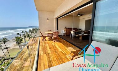 Departamento de playa en renta vacacional, con 4 recámaras y doble terraza, con vista al mar