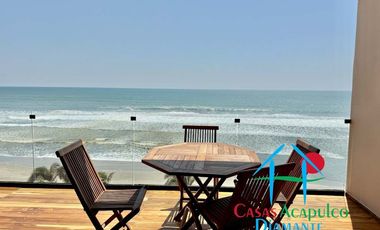 Departamento de playa en renta vacacional, con 4 recámaras y doble terraza, con vista al mar