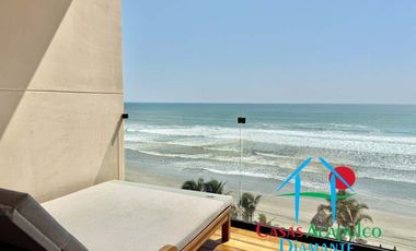 Departamento de playa en renta vacacional, con 4 recámaras y doble terraza, con vista al mar