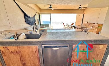 Departamento de playa en renta vacacional, con 4 recámaras y doble terraza, con vista al mar