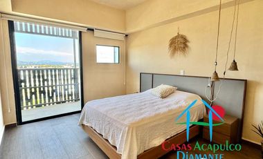 Departamento de playa en renta vacacional, con 4 recámaras y doble terraza, con vista al mar