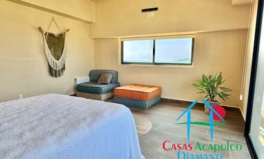 Departamento de playa en renta vacacional, con 4 recámaras y doble terraza, con vista al mar