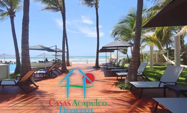 Departamento de playa en renta vacacional, con 4 recámaras y doble terraza, con vista al mar
