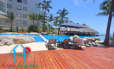 Departamento de playa en renta vacacional, con 4 recámaras y doble terraza, con vista al mar