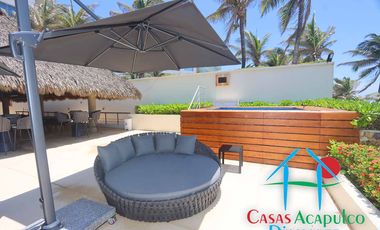 Departamento de playa en renta vacacional, con 4 recámaras y doble terraza, con vista al mar