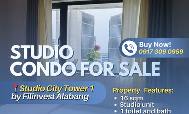 FOR SALE: Studio Condo for Sale at Filinvest Alabang, Studio City Tower 1, Alabang, Muntinlupa