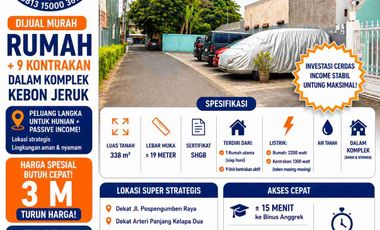 DIJUAL MURAH – BUTUH CEPAT! RUMAH + 9 KONTRAKAN DALAM KOMPLEK KEBON JERUK JAKARTA BARAT