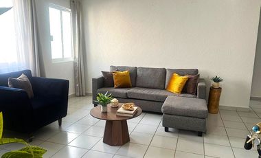 Departamento amueblado 3 recamaras, closet, 2 baños, bi cochera, porton electrico, alberca.