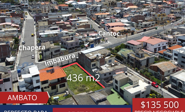 Terreno en venta Ambato, Sector Juan Benigno Vela