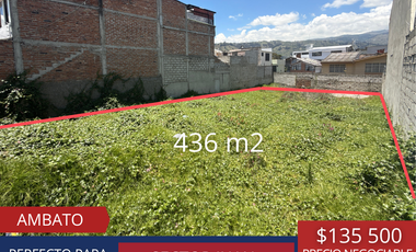 Terreno en venta Ambato, Sector Juan Benigno Vela