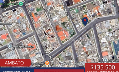 Terreno en venta Ambato, Sector Juan Benigno Vela