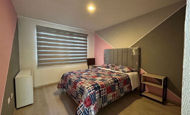 Renta Casa Amueblada en La Antigua Cementera, Puebla, 5 Habitaciones, Terraza con Pergola, Gym.