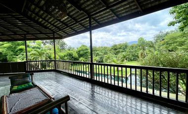 For Sale / Rent Unique Wooden Villa with Pool & Garden for Rent/Sale in Mae Rim, Chiang Mai. Near Prem International School, NIS International School.