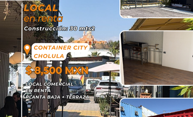 Local en renta en planta baja con terraza en Container City, San Andrés Cholula