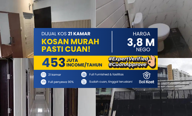 TURUN HARGA KOSAN 21 kamar eksklusif harga di bawah pasaran, pendapatan 453 jt/bulan