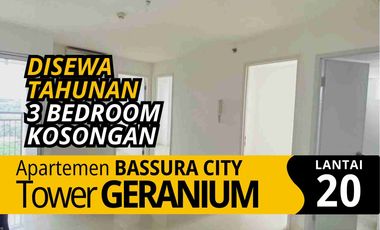 SEWA 3 Bedroom Kosongan Tower G Lantai 20 Free IPL Apartemen Bassura City