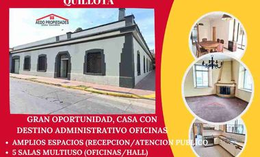 Se Arrienda Hermosa Casa de Amplias Dimensiones con Destino Administrativo, en el Centro de Quillota