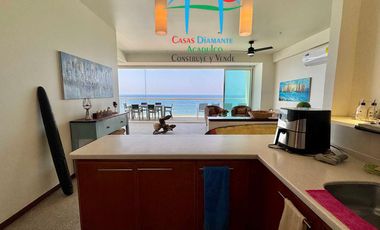 Departamento de playa, con vista al mar, en renta vacacional para 8 personas