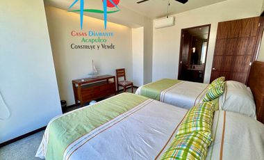 Departamento de playa, con vista al mar, en renta vacacional para 8 personas