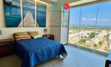 Departamento de playa, con vista al mar, en renta vacacional para 8 personas